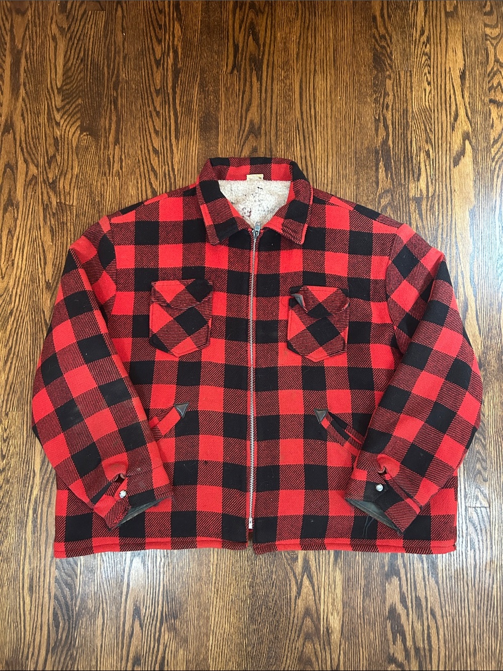 Vintage 80s Oversized Fleece Lined Wool Blend Lumberjack Plaid Jacket